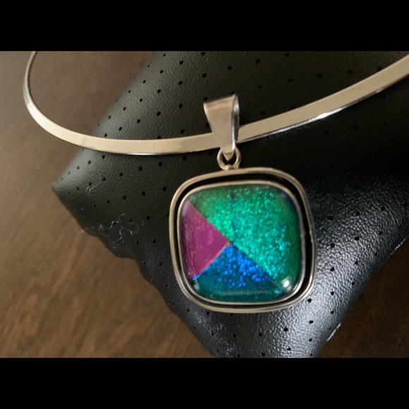 925 MEXICO STERLING S.CHOKER STONE PENDANT & EARRINGS - Picture 5 of 15